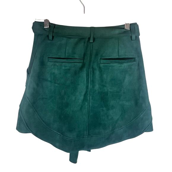 BCBGeneration Faux Suede Dark Green Belted Mini Skirt Size XXS - Picture 4 of 7